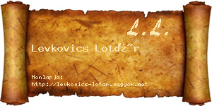 Levkovics Lotár névjegykártya